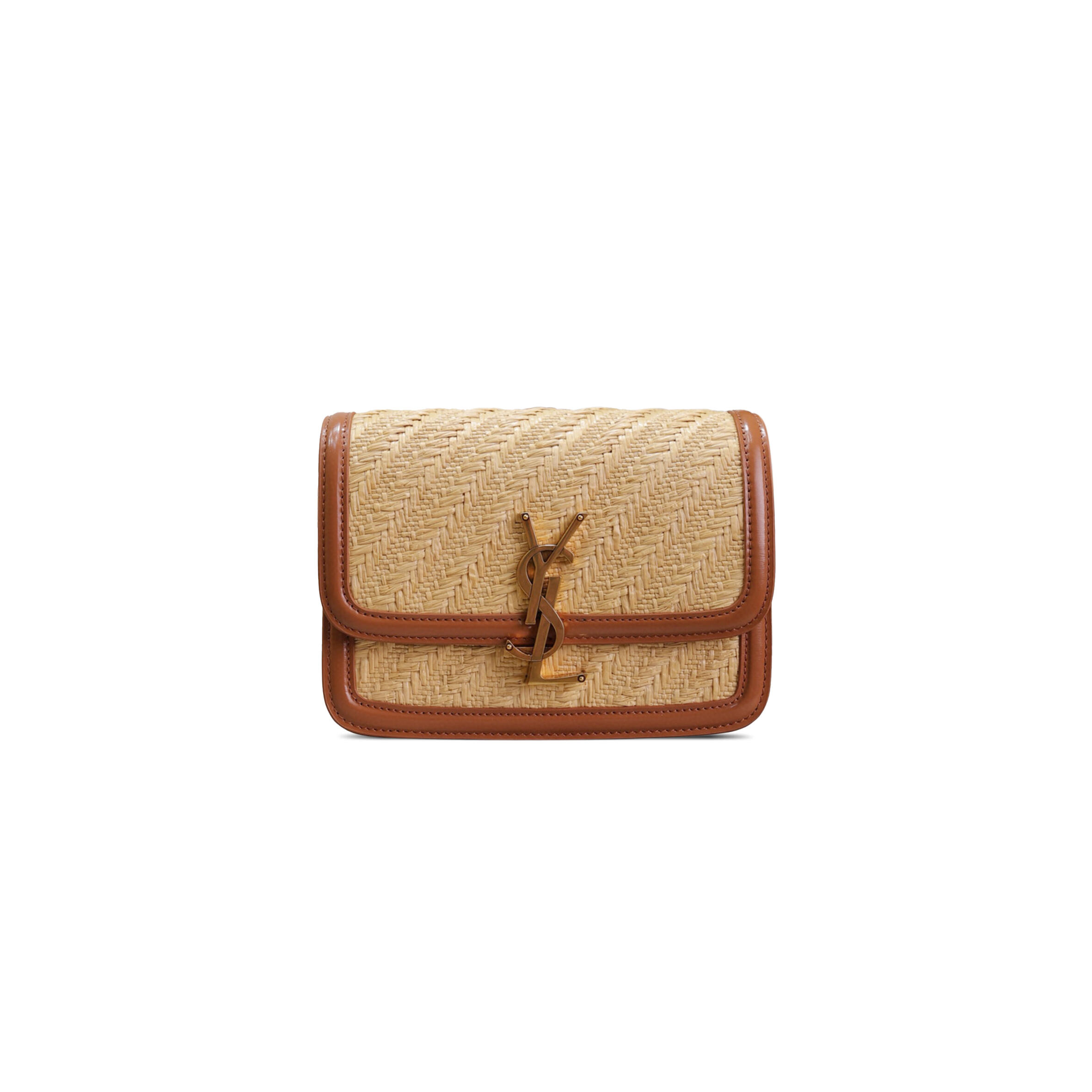 Y*L solferino small satchel in raffia and leather 634306 (19*13*5cm)